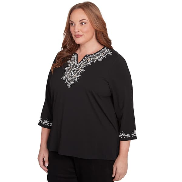 Plus Size Alfred Dunner Romancing The Stone Embroidered Knit Top