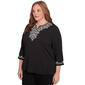 Plus Size Alfred Dunner Romancing The Stone Embroidered Knit Top - image 3