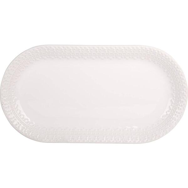 Home Essentials Pure White 15in. Oval Embossed Lace Platter