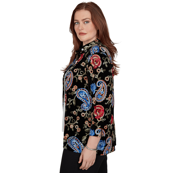 Petite Alfred Dunner Dinner Theater Paisley Two in One Blouse