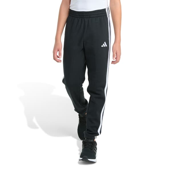 Boys (8-20) adidas(R) Essential Fleece 3-Stripe Heather Joggers
