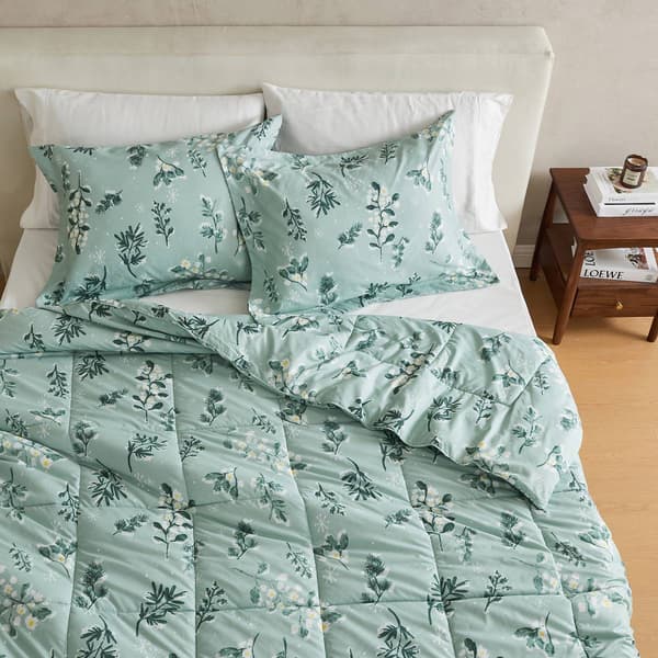 Freshfolds Winter Reversible Snowy Botanical 3pc. Comforter Set