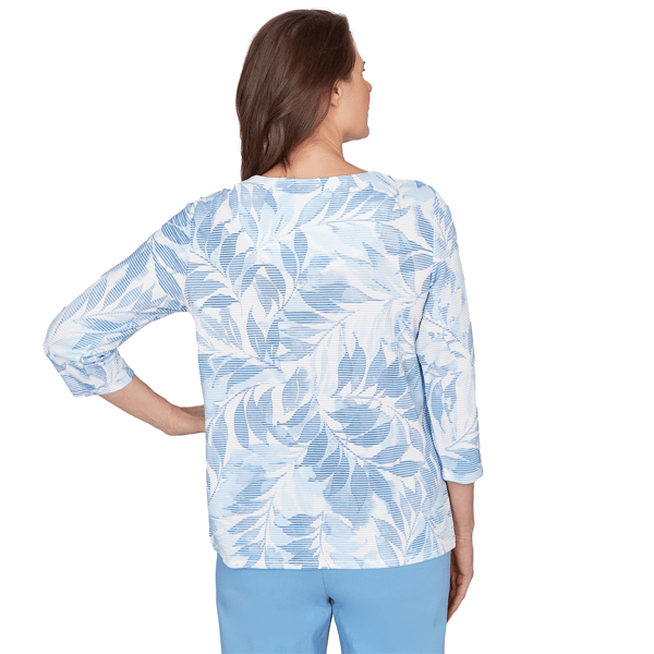 Womens Alfred Dunner St. Augustine Monotone Leaf Print Split Nec