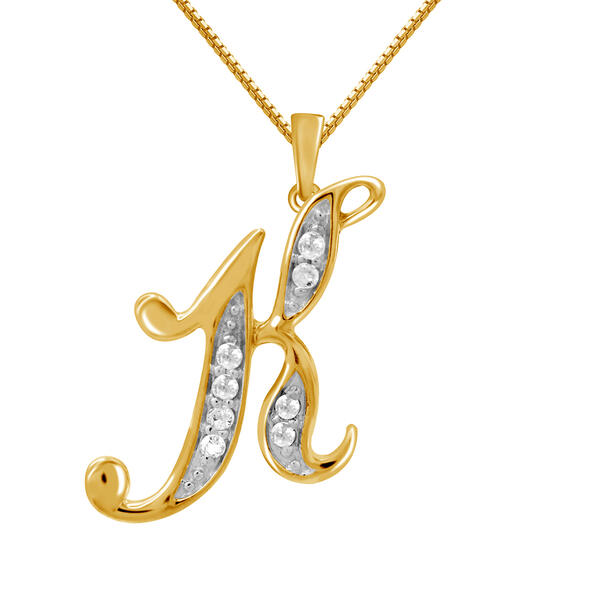 Marsala Gold Plated 1/10ctw. Diamond Initial K Pendant - image 