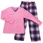 Womens Pink Laundry Folded Plaid Microfleece Pajama Set - image 1