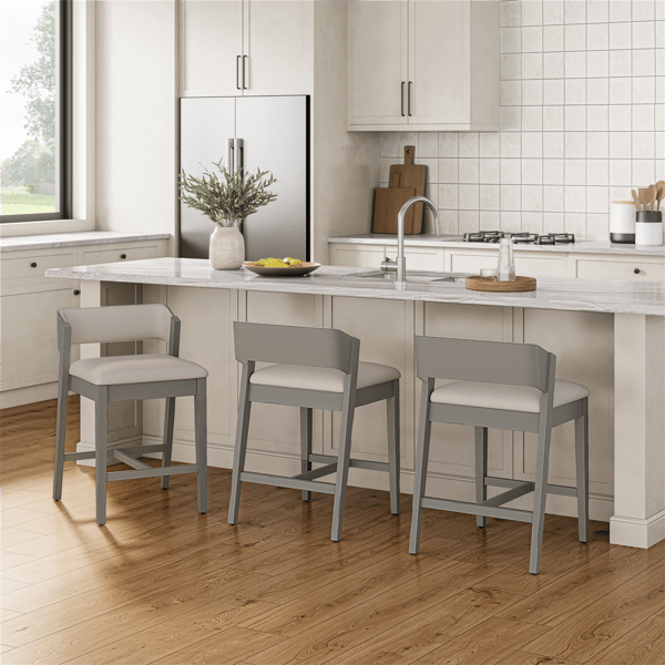 HH2 Home Dresden Grey Fabric Counter Height Stool