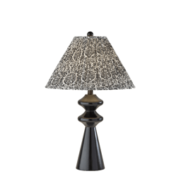 Adesso Dahlia Large Table Lamp with Navy/White Fabric Shade