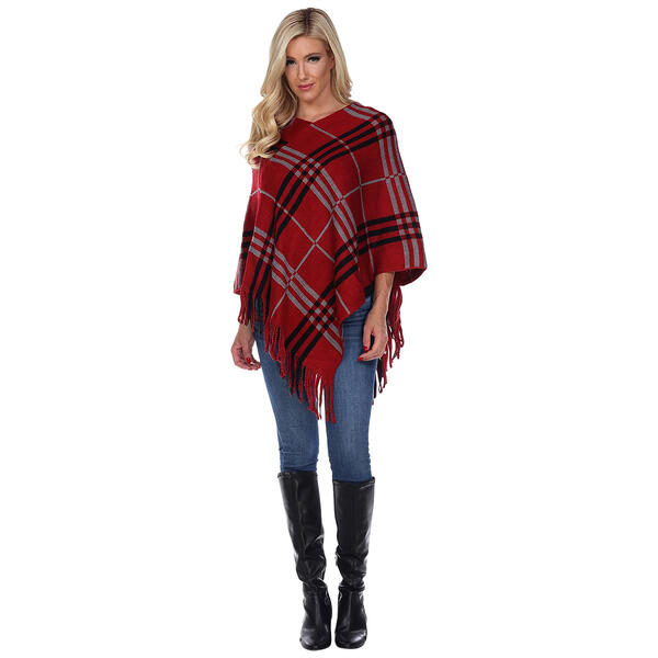 White Mark Double Plaid Dakota Poncho - image 