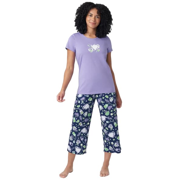 Womens HUE Summertime Short Sleeve Tee & Capri Pajama Set - image 