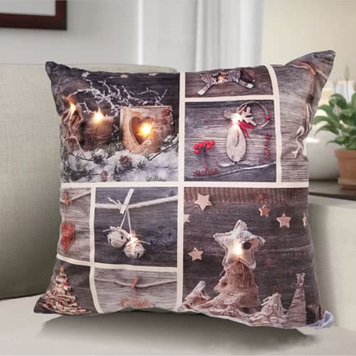 Universal Home Fashions Patchwork Pre-Lit LED Throw Pillow-18x18 - image 