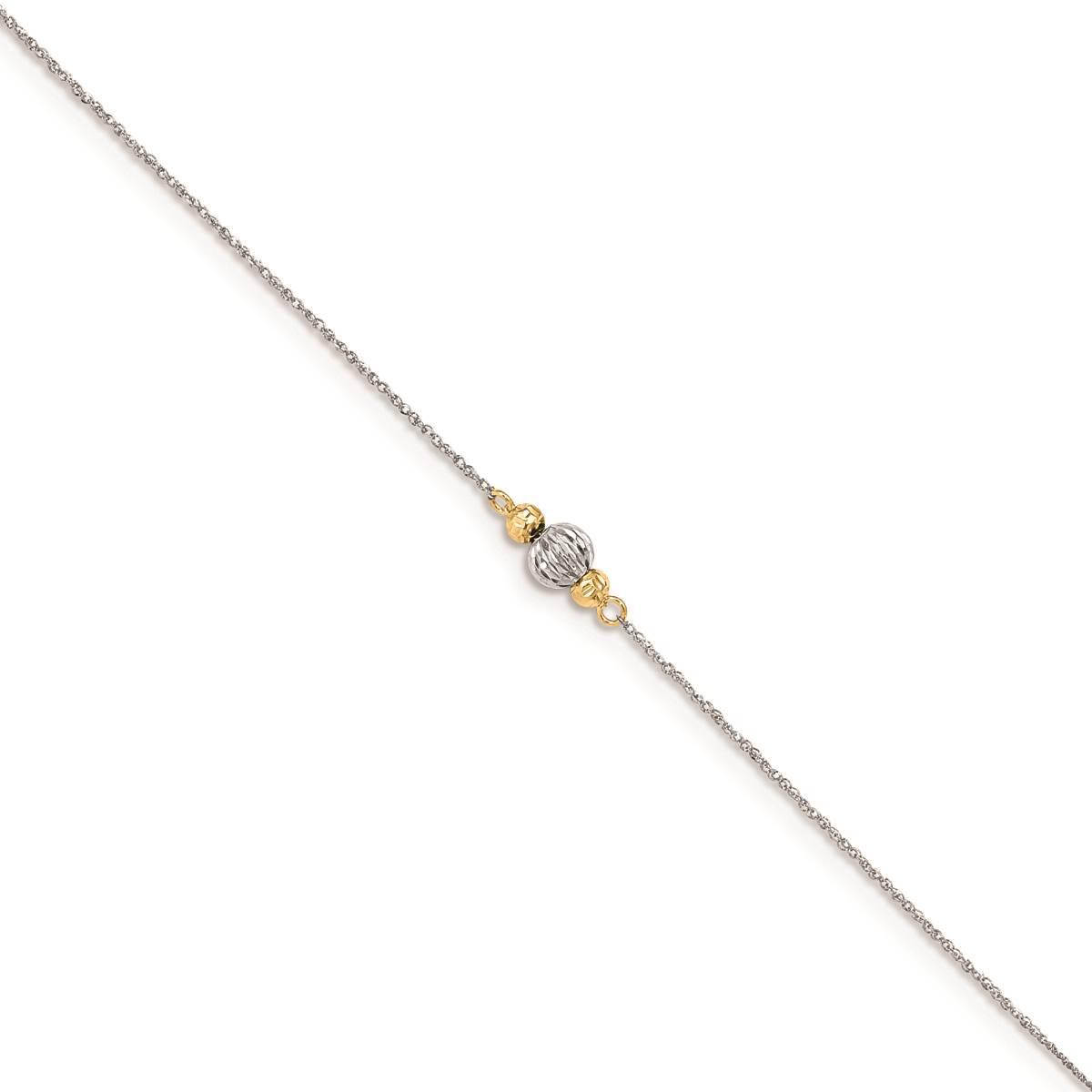 Gold Classics™ 14kt. White Gold Rope Two-Tone Diamond Cut Anklet