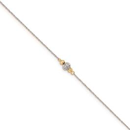 Gold Classics&#40;tm&#41; 14kt. White Gold Rope Two-Tone Diamond Cut  Anklet