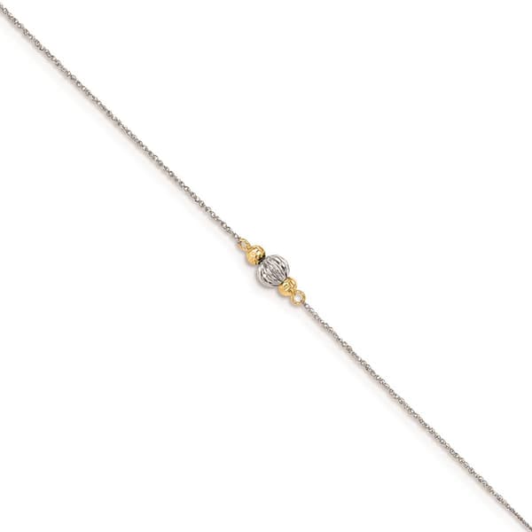 Gold Classics(tm) 14kt. White Gold Rope Two-Tone Diamond Cut  Anklet - image 