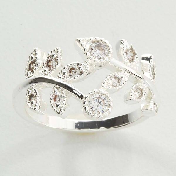 Ashley Cooper&#40;tm&#41; Silver Cubic Zirconia Pave Leaf Wrap Ring - image 