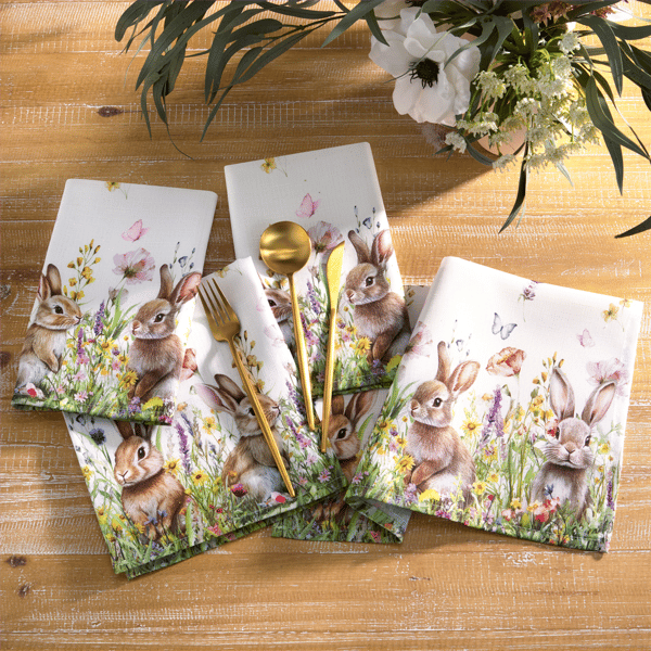 Threadmade Bunny Blossom Easter Napkins - Set of 4