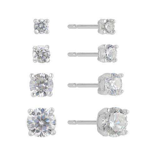 Sunstone 4pc. Sterling Silver Round Stud Earrings Set - image 