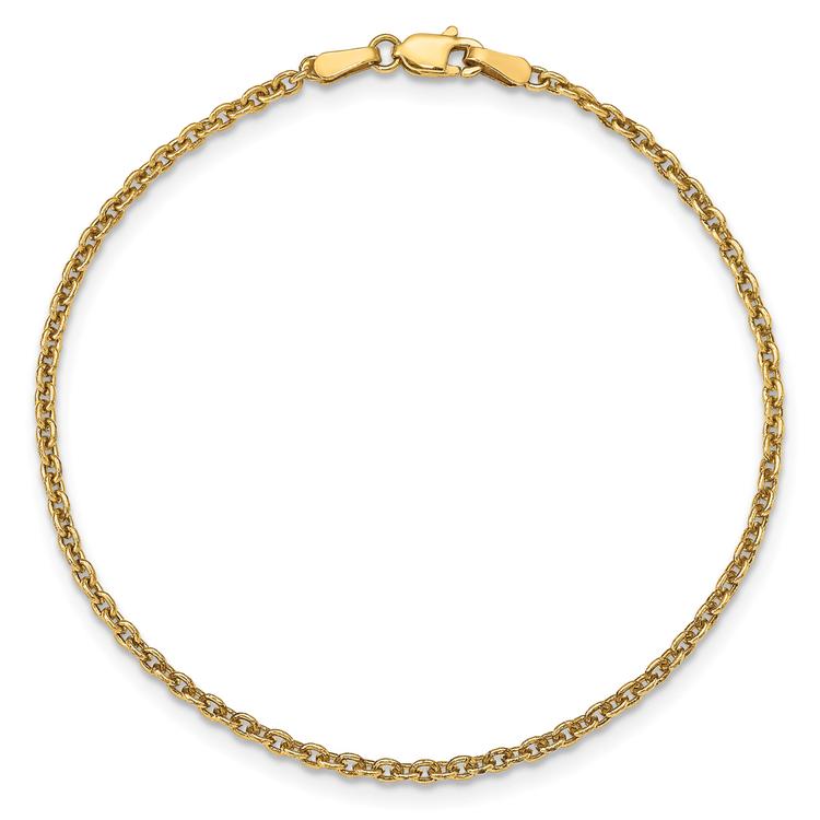 Gold Classics(tm) 2.2mm. Solid Polished Cable Chain Anklet