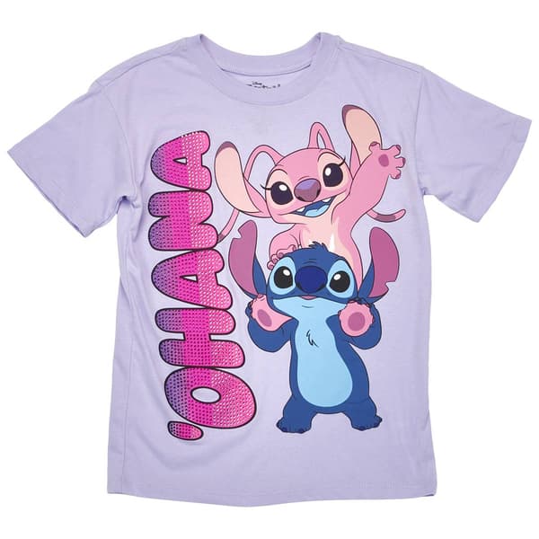 Girls (7-16) Disney Lilo & Stitch Ohana Stitch & Angel Tee
