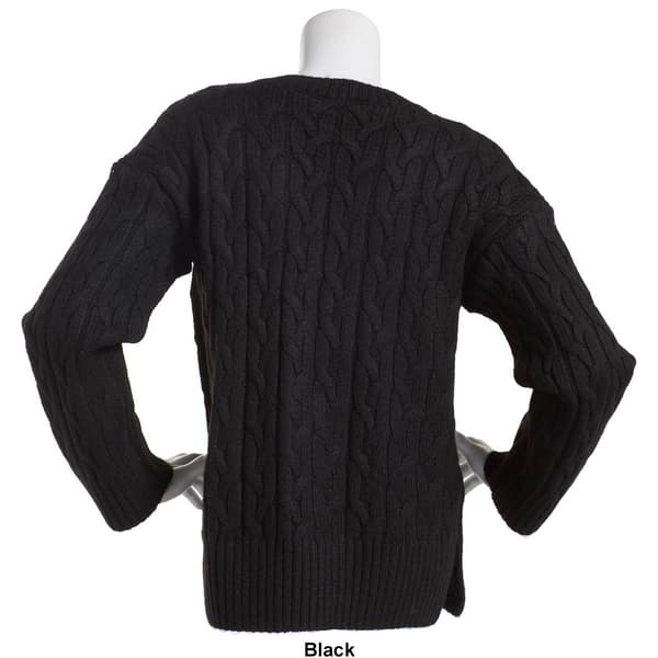 Womens Calvin Klein Long Sleeve Allover Cable V-Neck Sweater