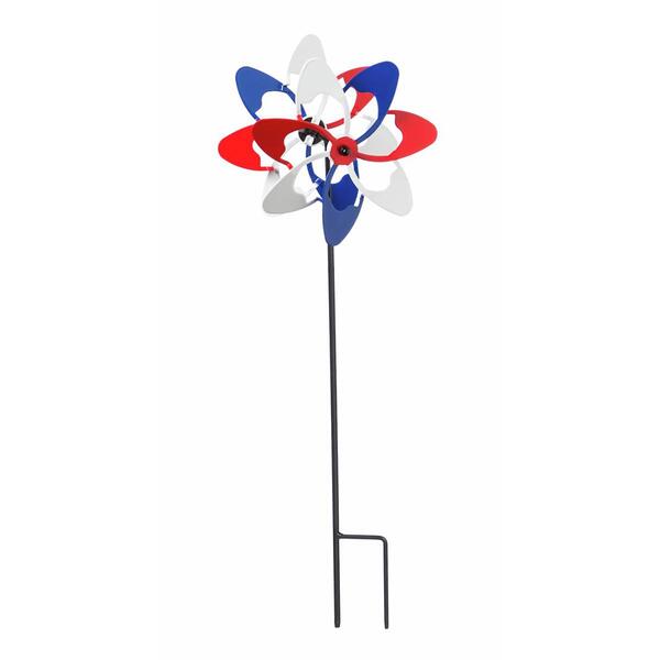 Evergreen Red & Blue Wave Americana Mini Kinetic Windmill - image 