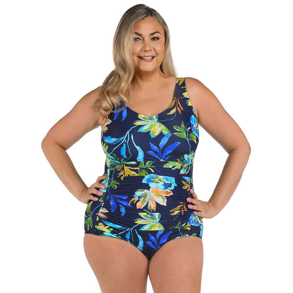 Plus Size Maxine Vineyard Side Smocked Maillot One Piece Swimsuit - image 