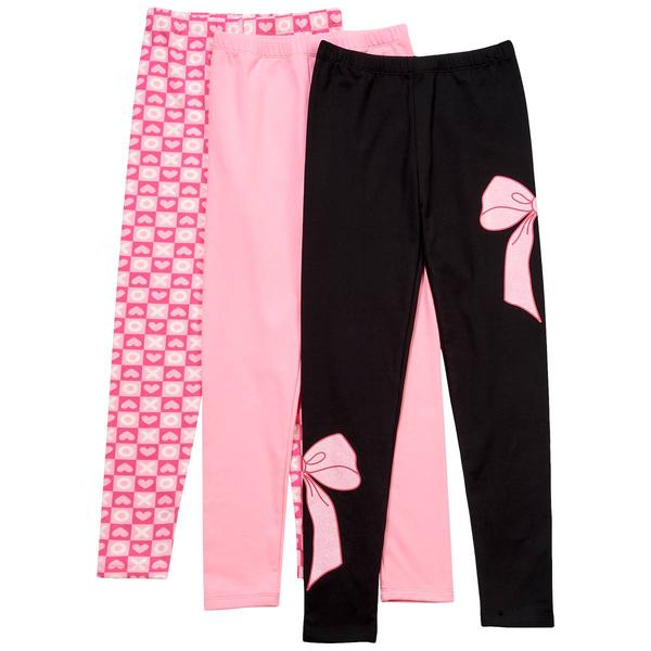 Girls (7-12) Freestyle Revolution 3pk. XOXO Bow Fleece Leggings