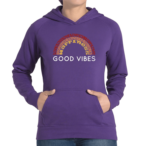 Plus Size LA Pop Art Good Vibes Word Art Hooded Sweatshirt