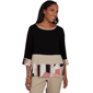 Petite Alfred Dunner Travel Advisory Spliced Patchwork Blouse - image 1