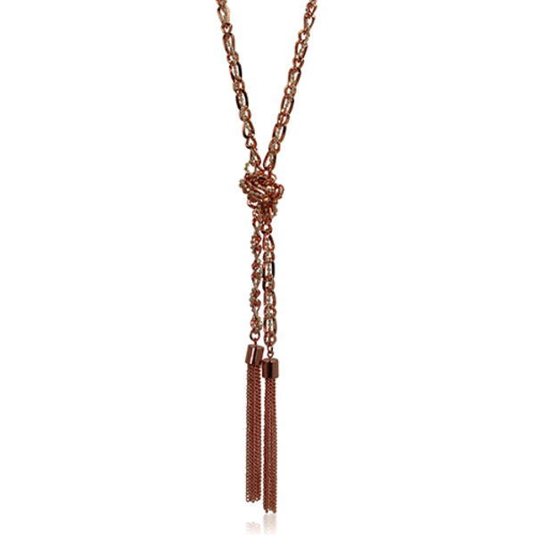 Guess Two-Tone Knot & Tassel Lariat Y-Necklace - image 