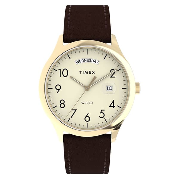 Mens Timex(R) Modern Easy Reader(R) Leather Strap Watch - TW2W68400JT - image 