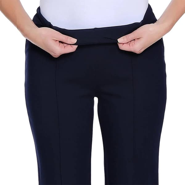 Womens Multiples Elastic No Waist Pintuck Flared Ponte Pants