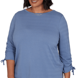 Plus Size Ruby Rd. Romance On The Ranch Ruch Sleeve Blouse