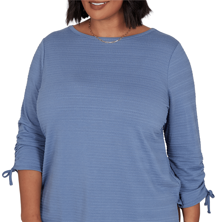Plus Size Ruby Rd. Romance On The Ranch Ruch Sleeve Blouse