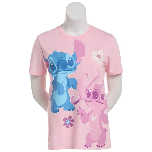 Juniors Freeze Stitch & Angel Front/Back Boyfriend Graphic Tee - image 