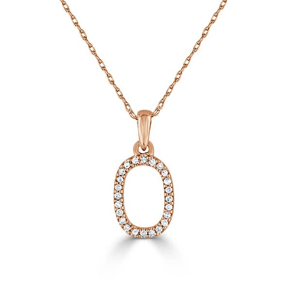 Diamond Classics(tm) 14kt. Rose Gold Initial O Letter Necklace - image 