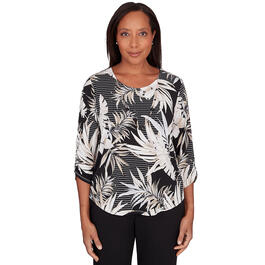 Petite Alfred Dunner Opposites Attract Knit Leaves Top