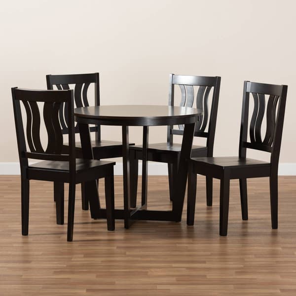 Baxton Studio Elodia Dark Brown Finish Wood 5pc. Dining Set