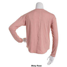 Womens RBX Peached Heather V-Neck Long Sleeve Round Hem Top