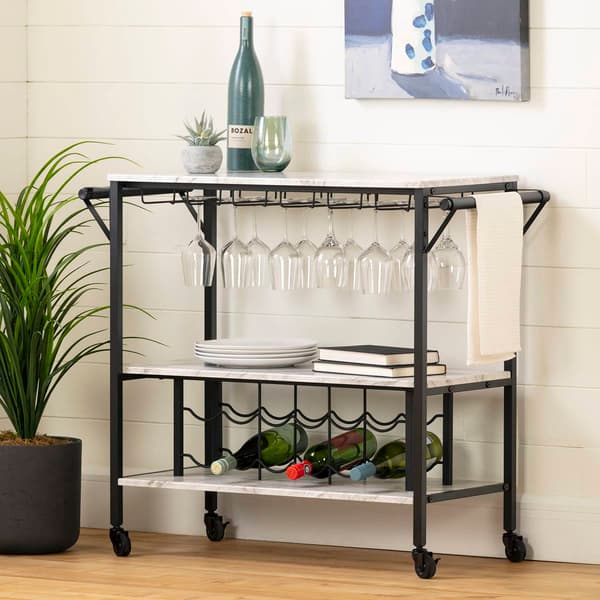 South Shore Maliza Bar Cart with Wine Bottle Storage