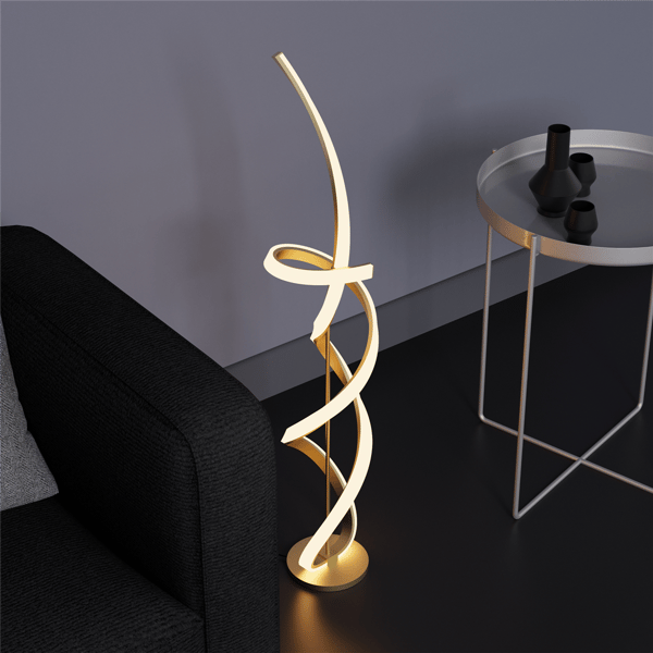 Infibrite Golden 59in. Swirl LED Stepless Dimming Floor Lamp