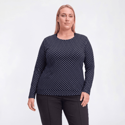 Plus Size Hasting & Smith Long Sleeve Polka Dot Tee