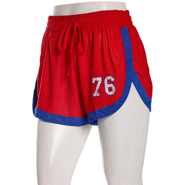 Juniors Jolie & Joy Sporty Mesh Americana Dolphin Shorts- Salsa