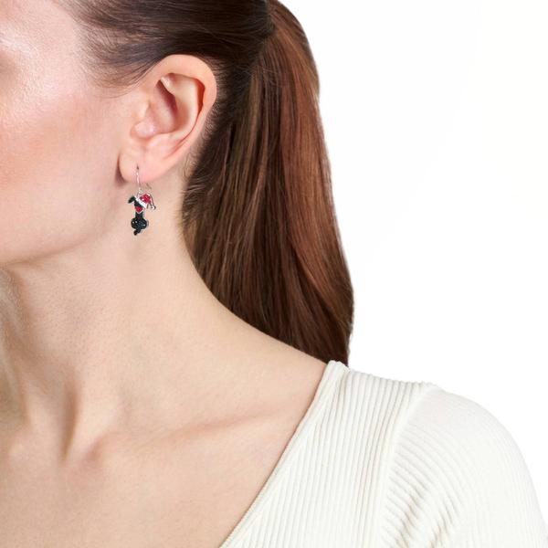 Athra Fine Silver Plated Crystal Christmas Dog Drop Earrings