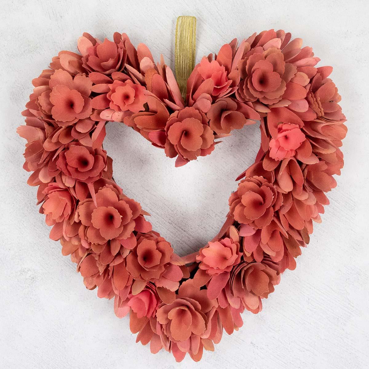Northlight 14in. Wooden Floral Heart Valentine''s Day Wreath