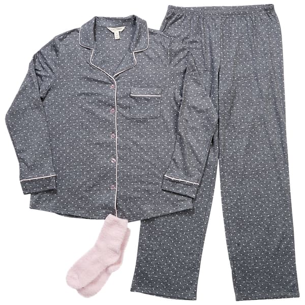 Womens Laura Ashley&#40;R&#41; Long Sleeve Dot Pajama Set with Socks - image 