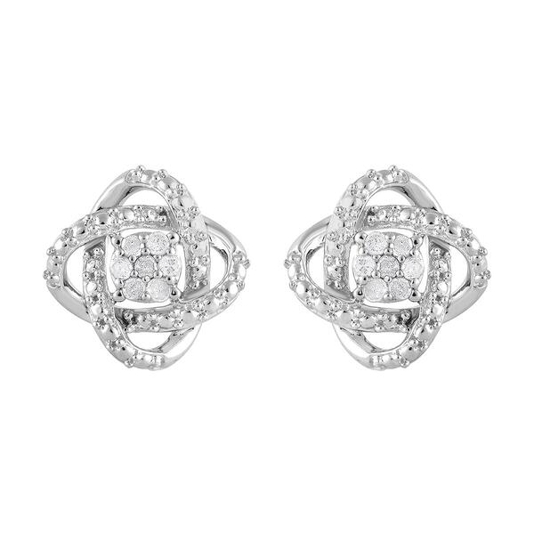 Diamond Classics&#8482; Sterling Silver Flower Diamond Cluster Earrings