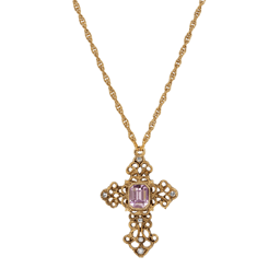 Symbols of Faith 14kt. Gold Dipped Purple Crystal Cross Necklace