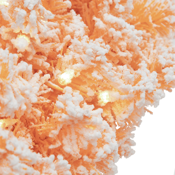 Northlight 24in. Pre-Lit Flocked Orange Pine Christmas Wreath