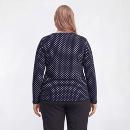 Plus Size Hasting & Smith Long Sleeve Polka Dot Tee