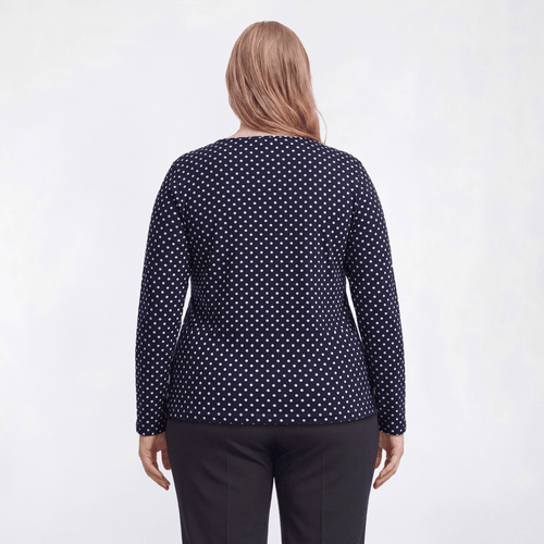 Plus Size Hasting & Smith Long Sleeve Polka Dot Tee